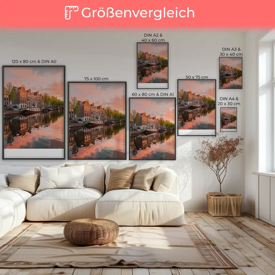 Poster Grachten von Amsterdam zur Goldenen Stunde beeindruckend 7