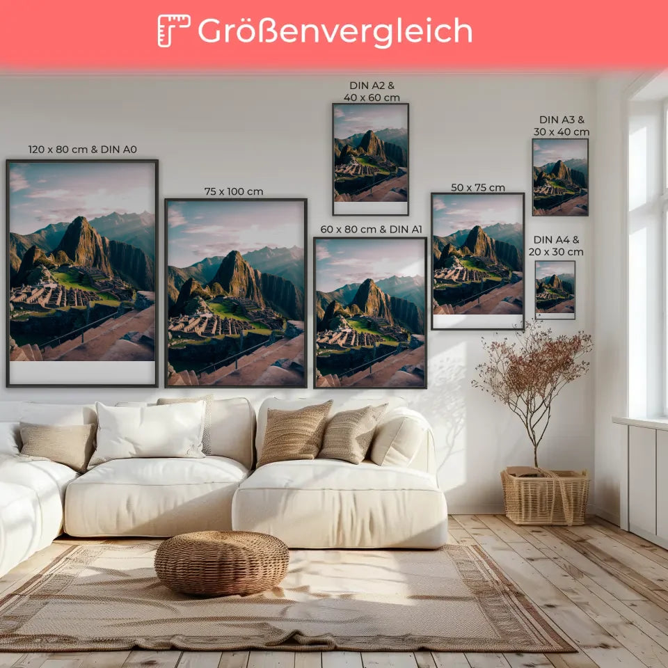 Poster Machu Picchu Peru Panorama Bild zur Goldenen Stunde 7