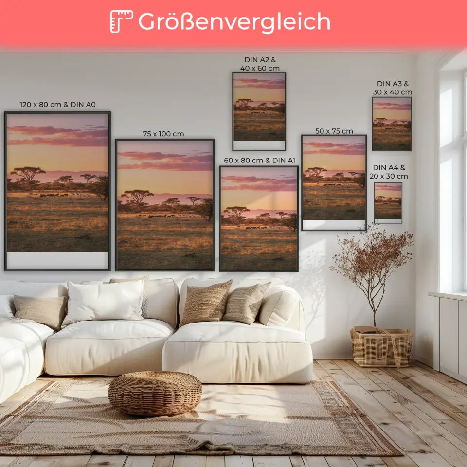 Poster Serengeti Nationalpark Panorama Bild zur Golden Hour 7