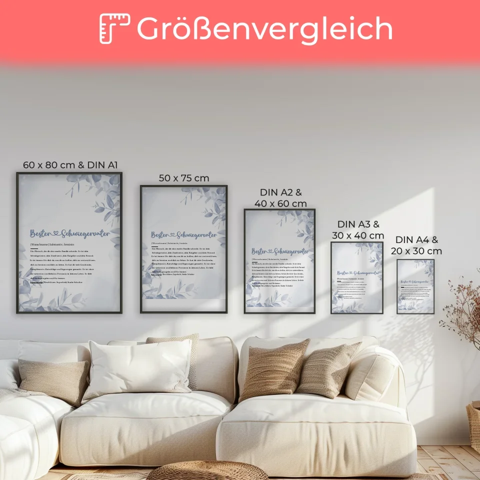 Personalisiertes Poster Definition Bester Schwiegervater Herz mit Name