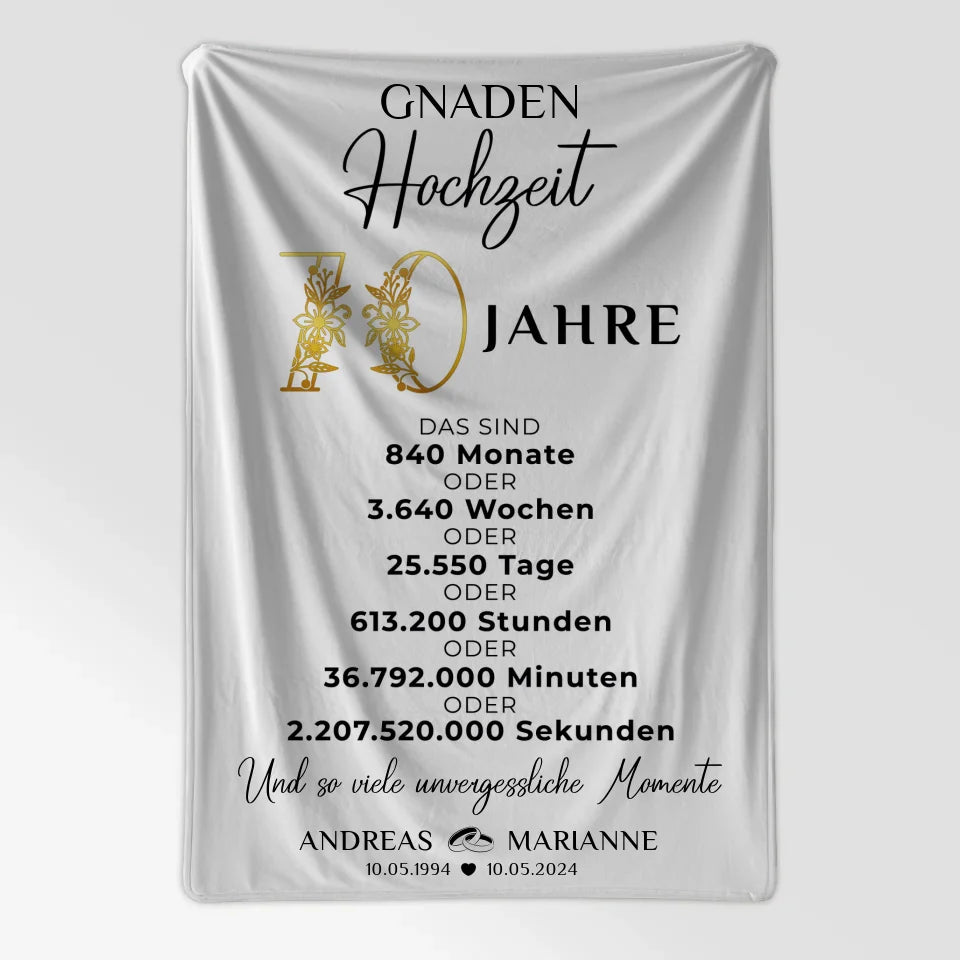 Personalisierte Decke Geschenk 70 Hochzeitstag zur Gnadenhochzeit 7