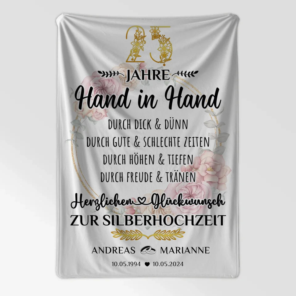 Personalisierte Decke Geschenk zur Silberhochzeit 25 Hochzeitstag 7