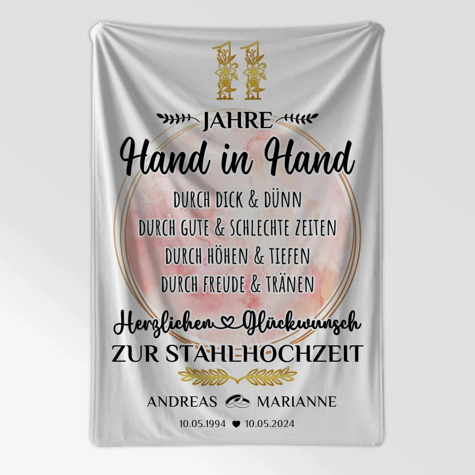 Personalisierte Decke Geschenk 11 Hochzeitstag zur Stahlhochzeit 7
