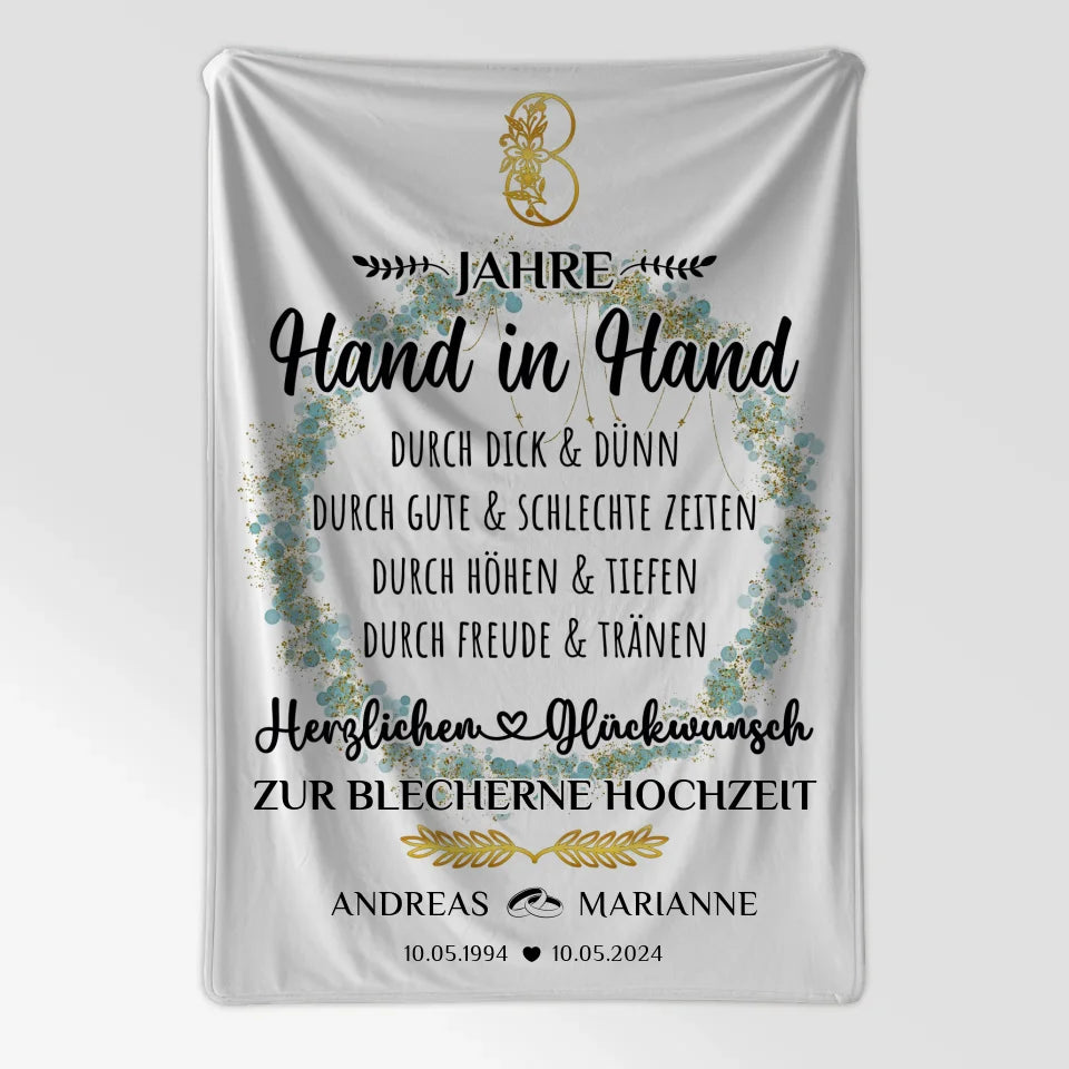 Personalisierte Decke Geschenk zur Blecherne Hochzeit 8 Hochzeitstag 7