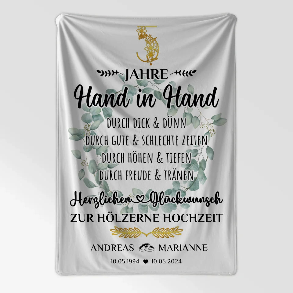 Personalisierte Decke Geschenk 5 Hochzeitstag zur Hölzernen Hochzeit 7