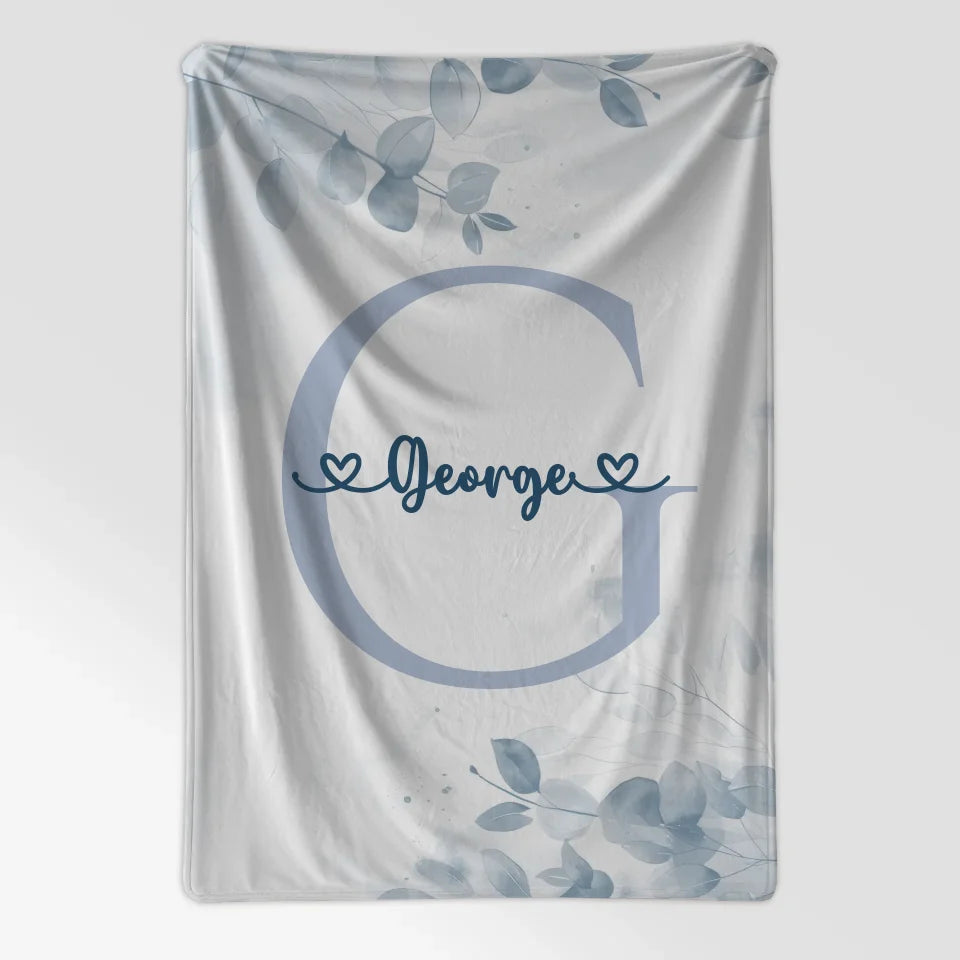 Personalisierte Decke mit Buchstaben G für Jungen in Blau 7