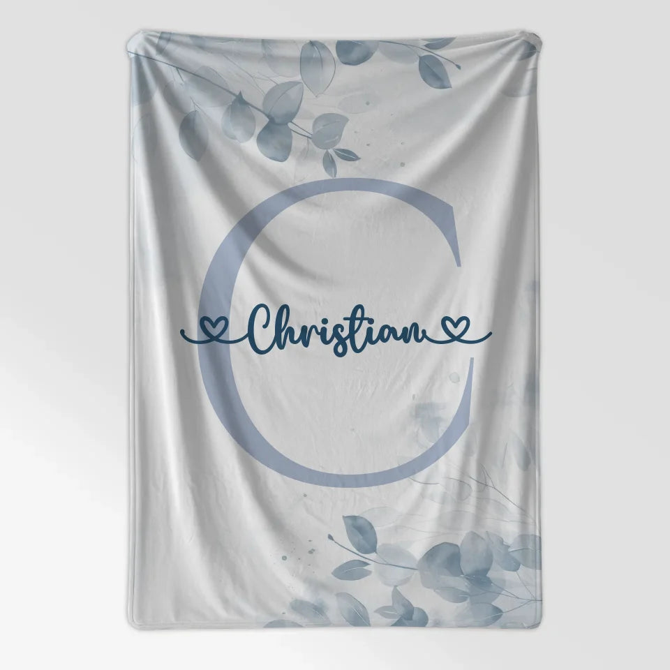 Personalisierte Decke mit Buchstaben C in Blau für Jungen 7