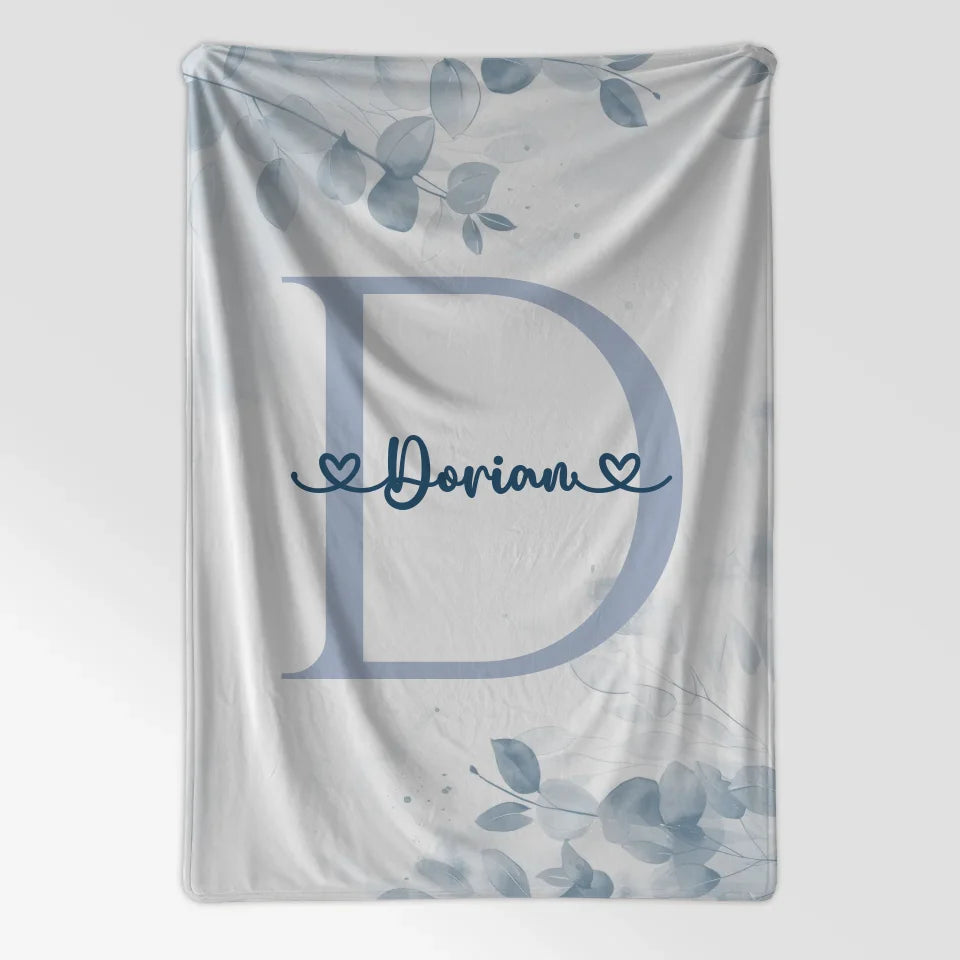 Personalisierte Decke mit Anfangsbuchstaben D für Jungen Blau 7