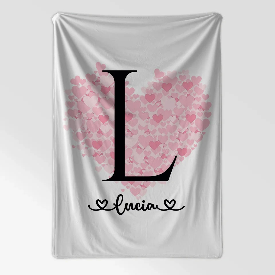 Personalisierte Buchstaben Decke Herzchen Buchstabe L A-Z 7