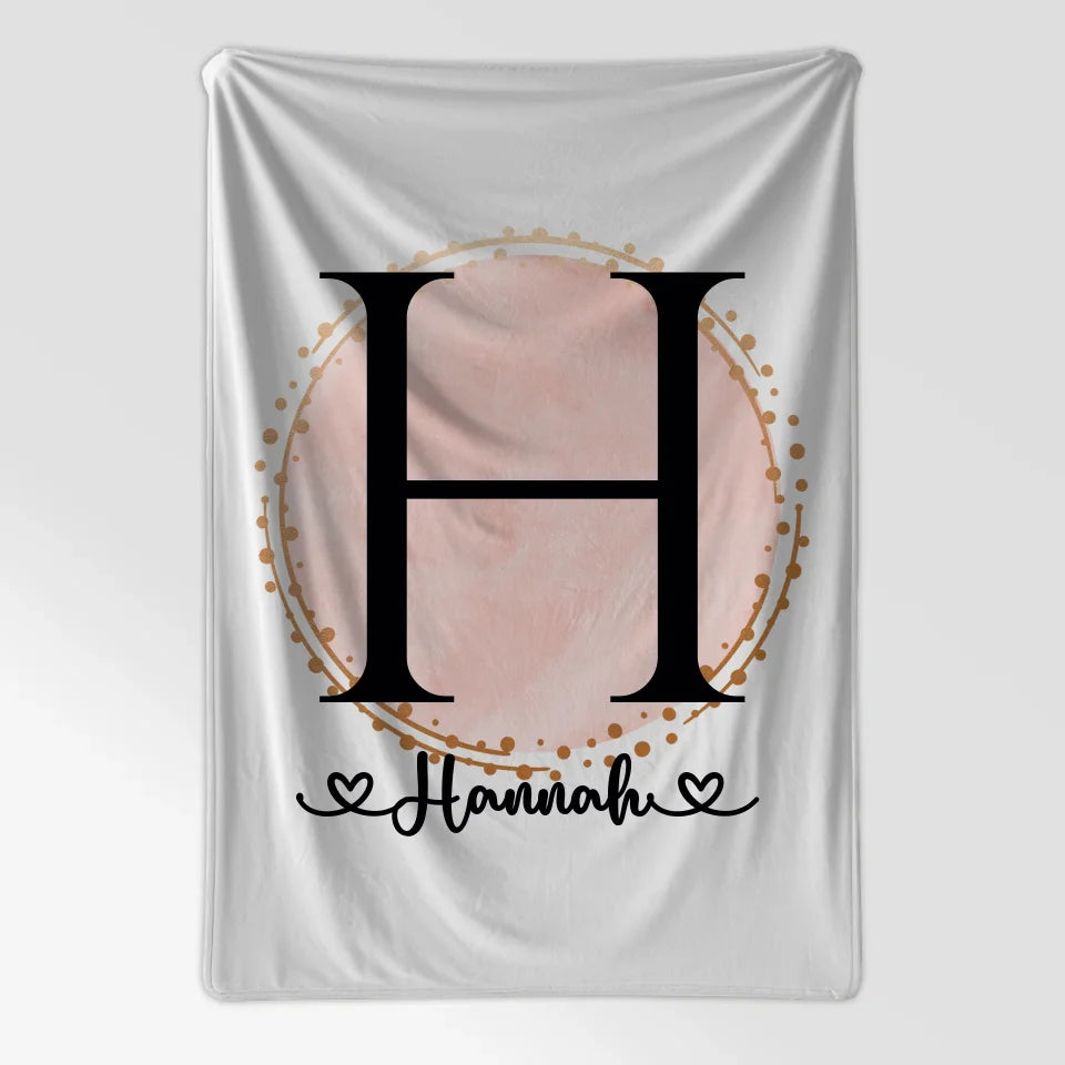 Personalisierte Decke mit Buchstaben H Wasserfarbe Kreis Rosa A-Z 7