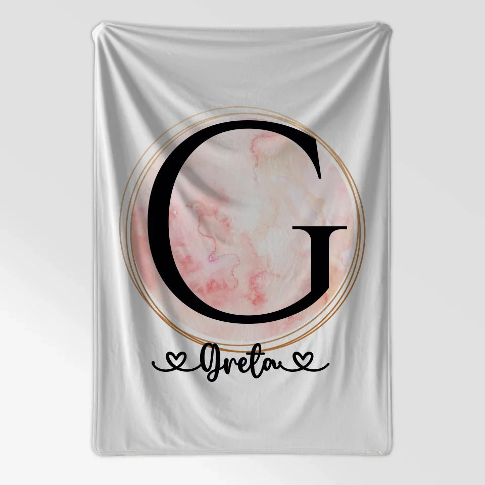 Personalisierte Decke Buchstabe G Aquarell Kreis Buchstaben A-Z 7