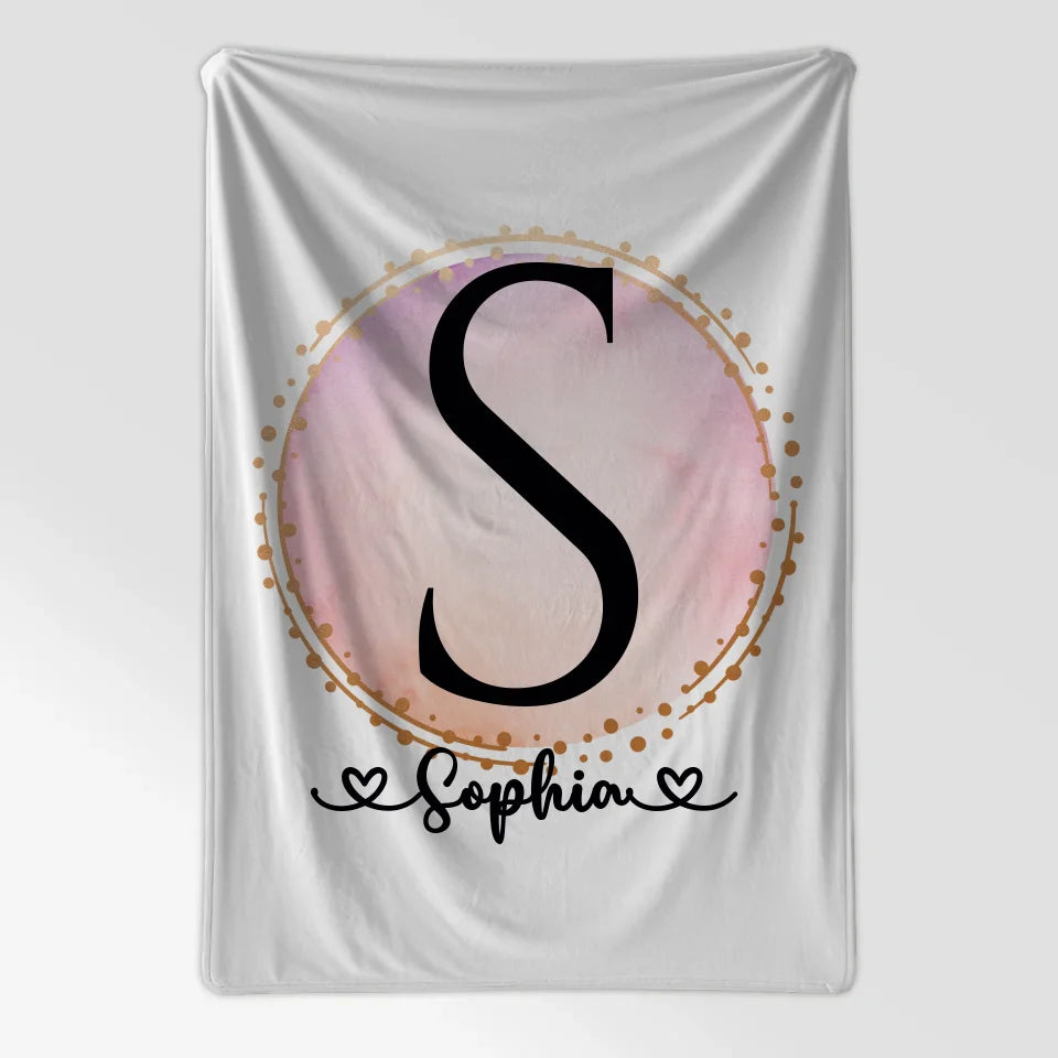 Personalisierte Decke mit Buchstaben S Wasserfarbe Kreis Hell 7