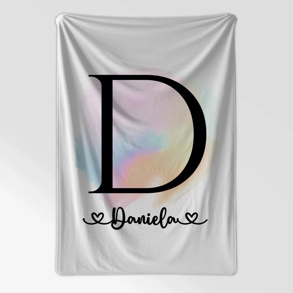 Personalisierte Decke mit Anfangsbuchstaben D als Farbtupfer 7