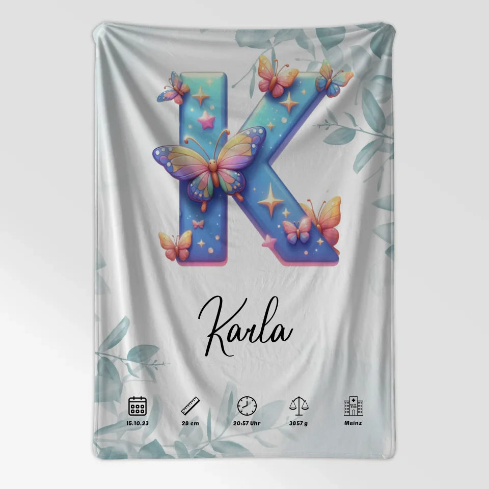 Personalisierte Decke mit Buchstaben K für Geburt A bis Z Geschenke 7