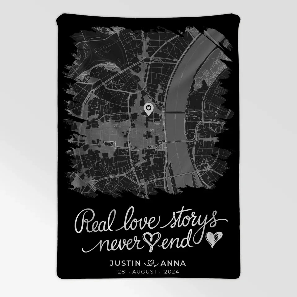 Personalisiert Liebes Decke Paare Stadtkarte Pinsel-Stil Real Love Storys 7