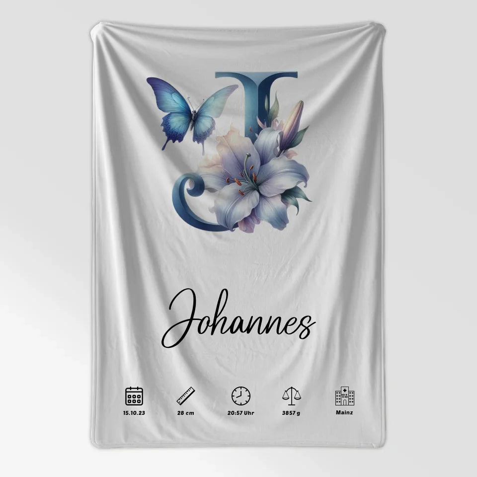 Personalisierte Buchstaben Decke mit Buchstabe J für Geburt A-Z 7