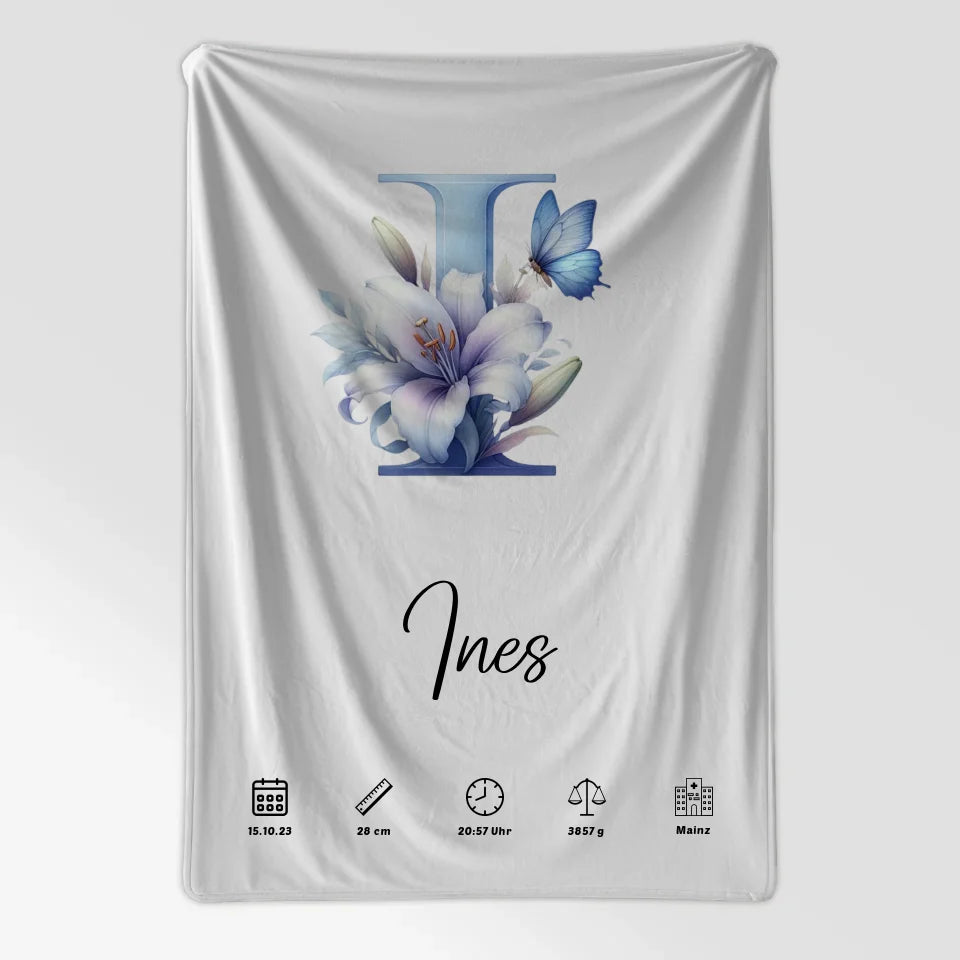 Personalisierte Decke Buchstaben I für Geburt A-Z Geschenke 7