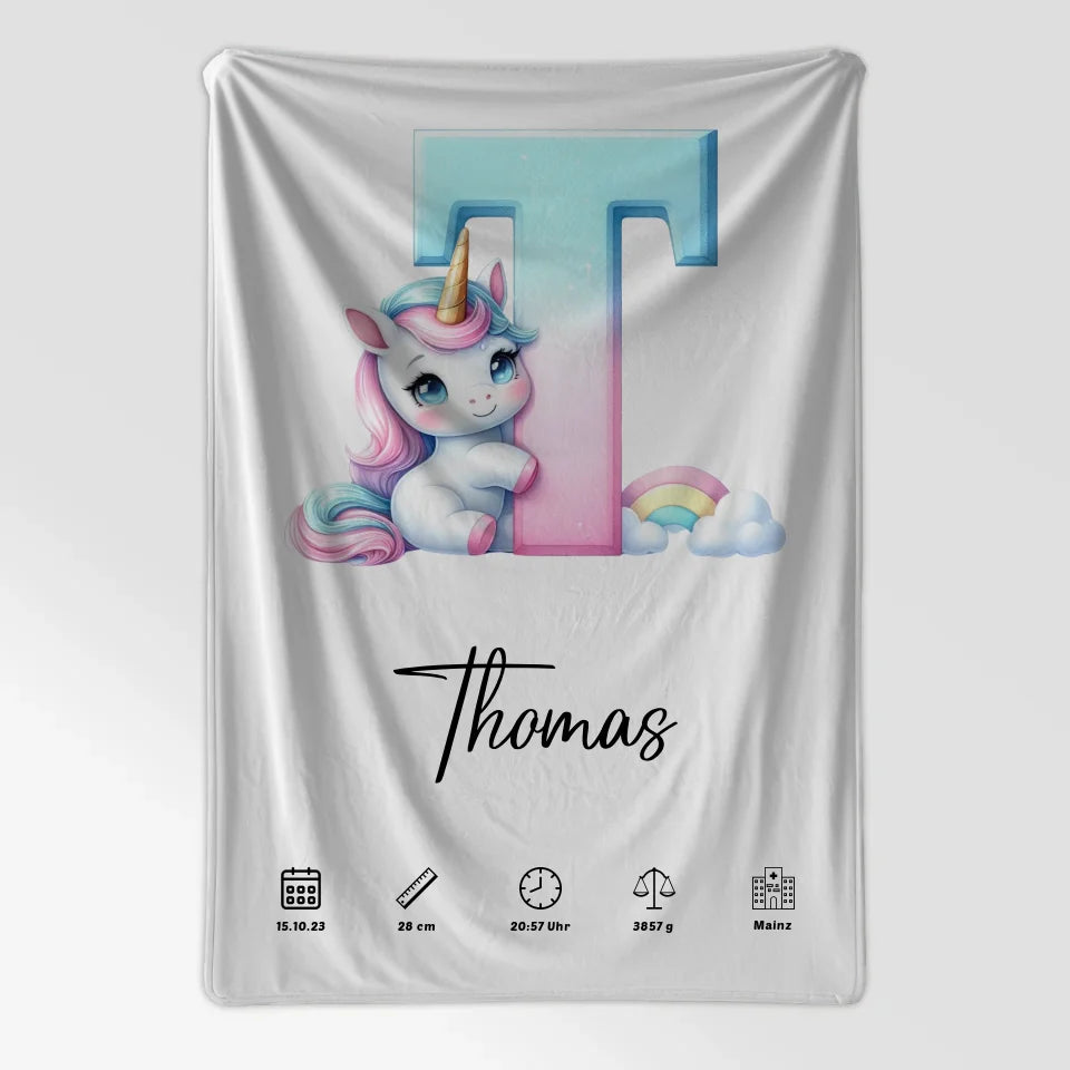 Personalisierte Buchstaben Decke mit Buchstabe T für Geburt A-Z 7