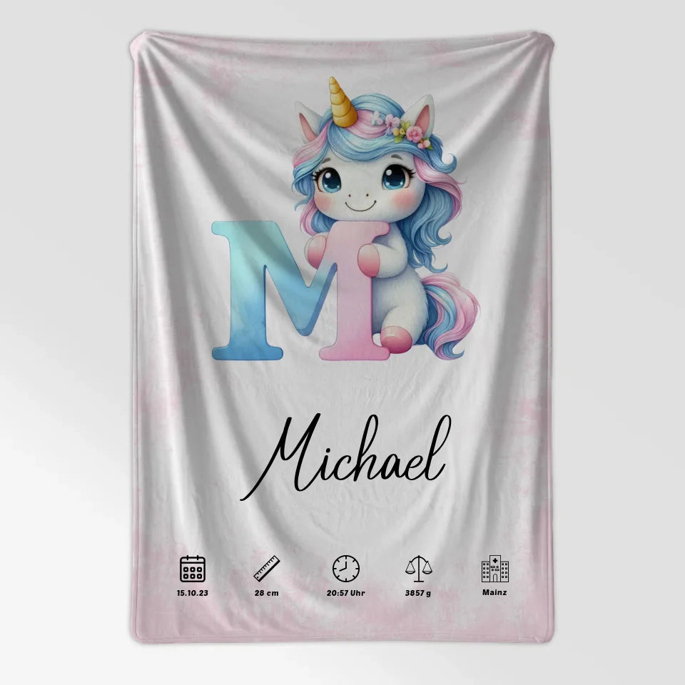 Personalisierte Decke mit Buchstaben M Rose Vintage Geburt 7