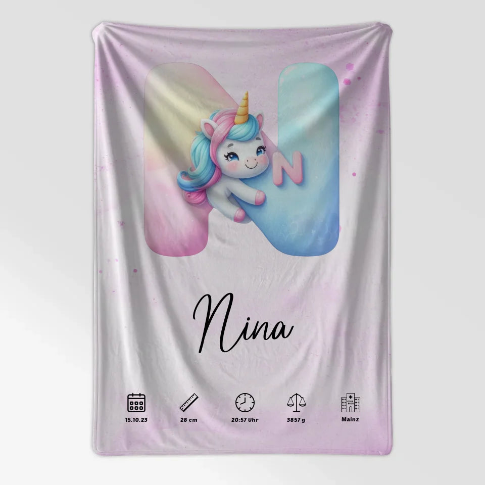 Personalisierte Decke mit Buchstaben N in Lila für Geburt A-Z 7