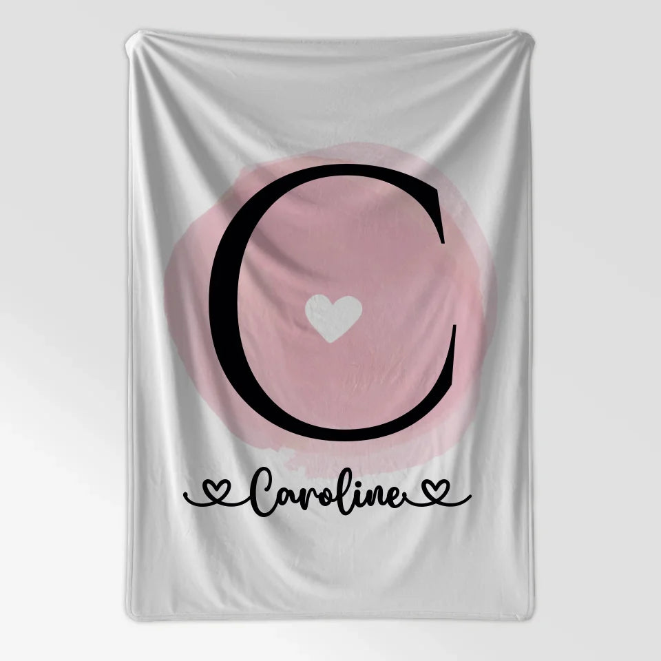 Personalisierte Decke mit Buchstaben C und Herzkreis 7