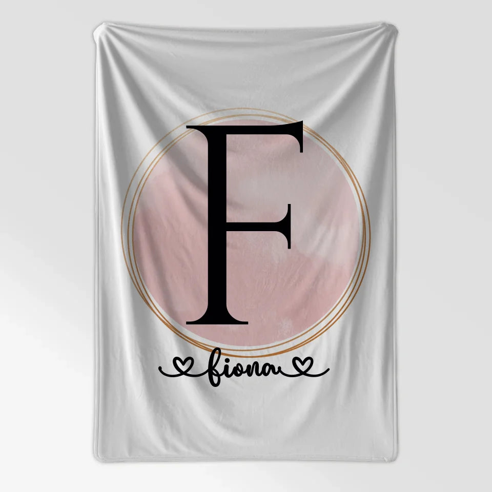 Personalisierte Decke mit Buchstaben F Wasserfarbe Kreis Rose 7