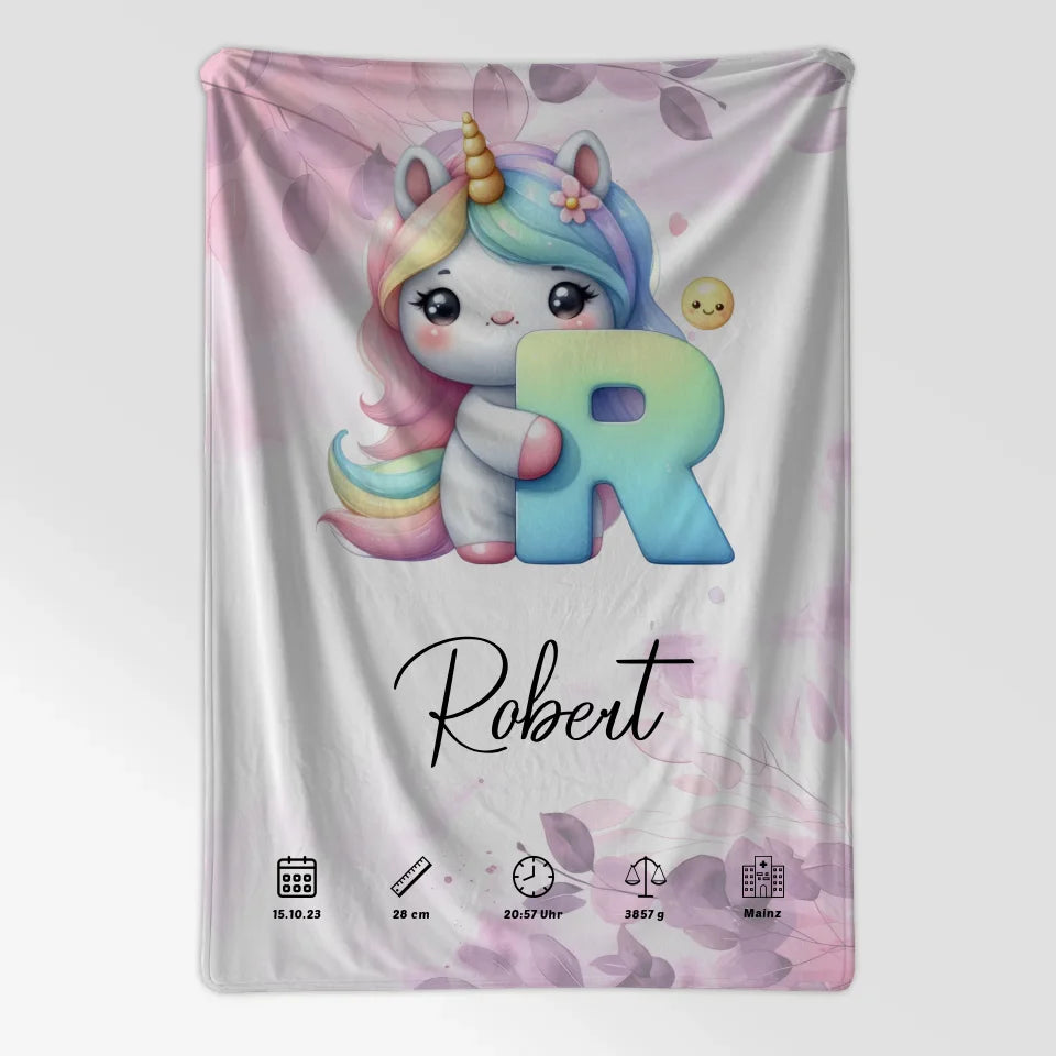 Personalisierte Buchstaben Decke Buchstabe R Pink Rosa Floral 7