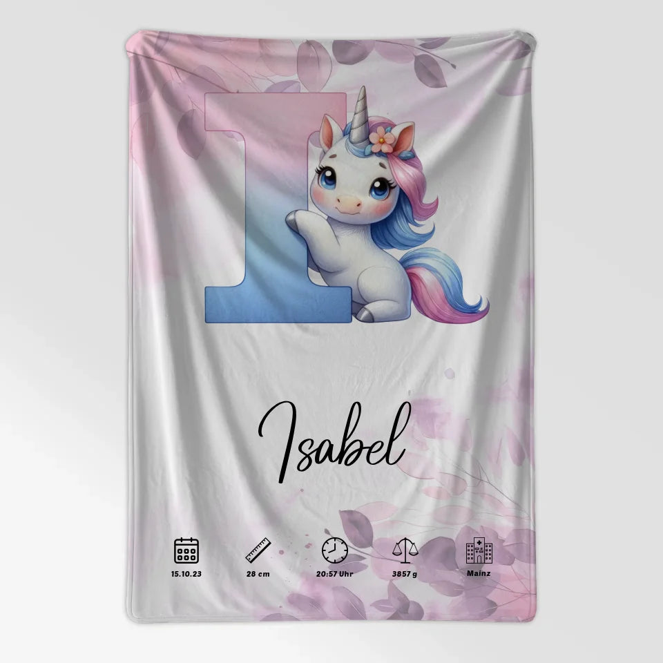 Personalisierte Decke mit Anfangsbuchstaben I Pink Rosa Floral Geschenk Geburt 7