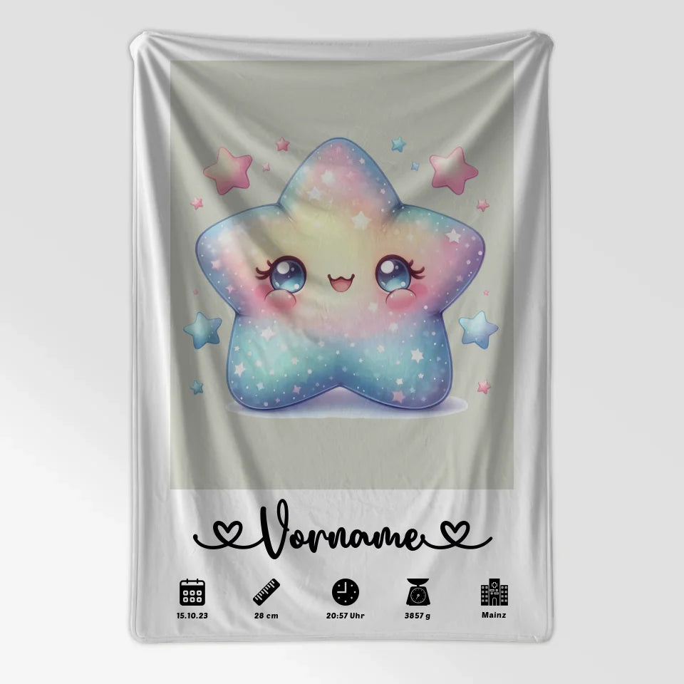 Personalisierten Geburtsdecke Grauweiß mit Namen und Geburtsdaten 7