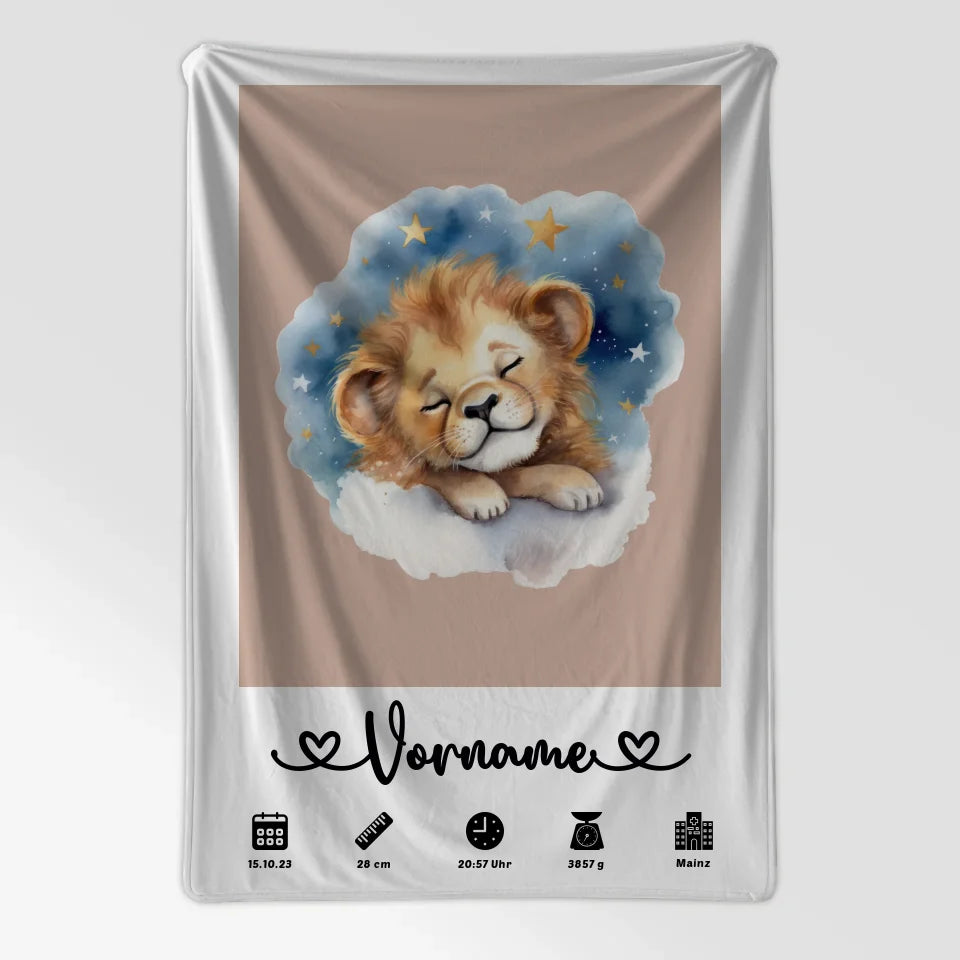 Personalisiertes Löwenbaby Decke Geburt Altrosa mit Namen 7