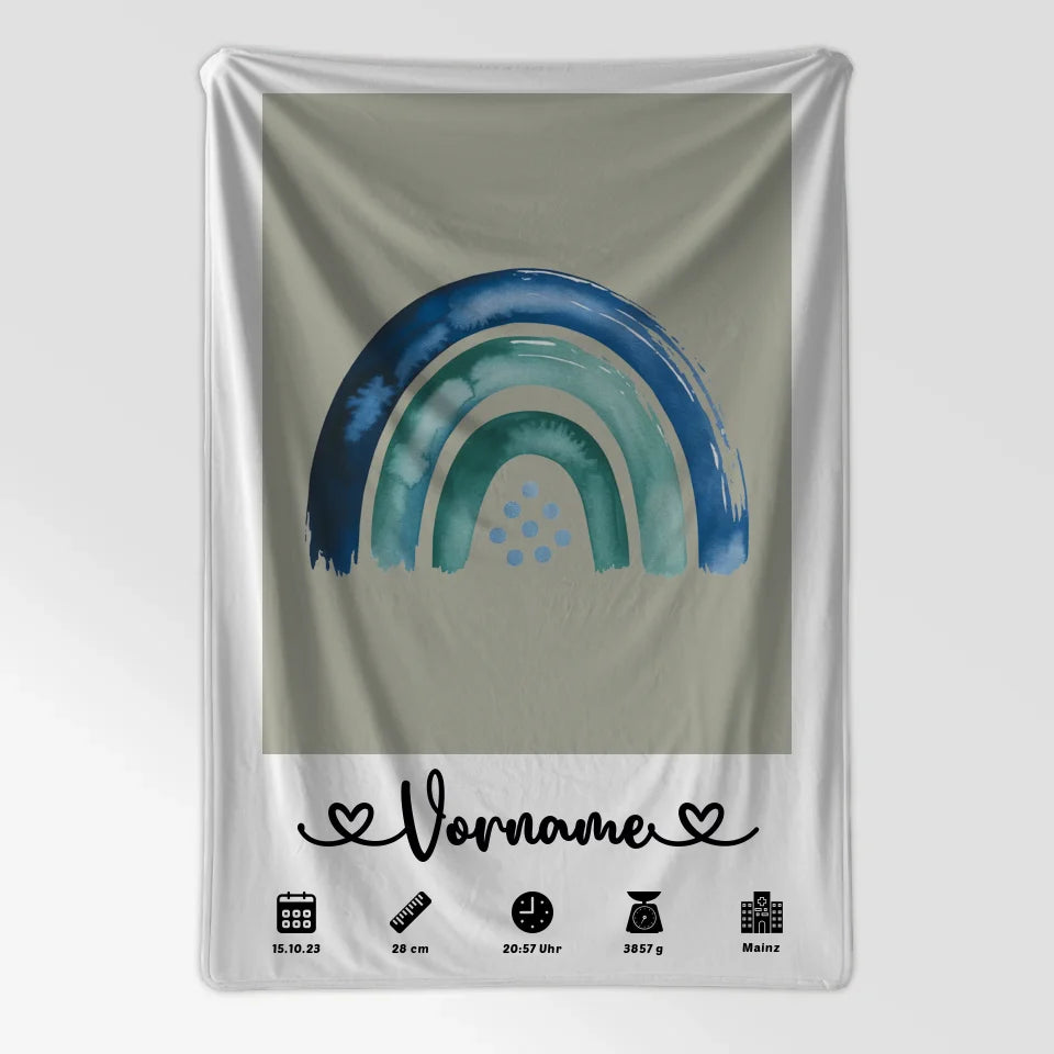 Personalisierte Geburtsdecke Grau mit Geburtsdaten für Kinderzimmer 7