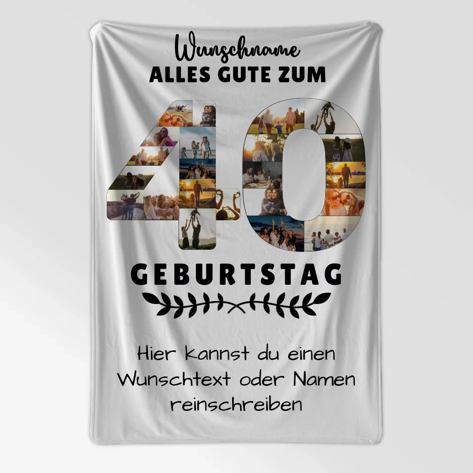 Personalisierte Decke mit Wunschname und Wunschtext zum 40 Geburtstag 7