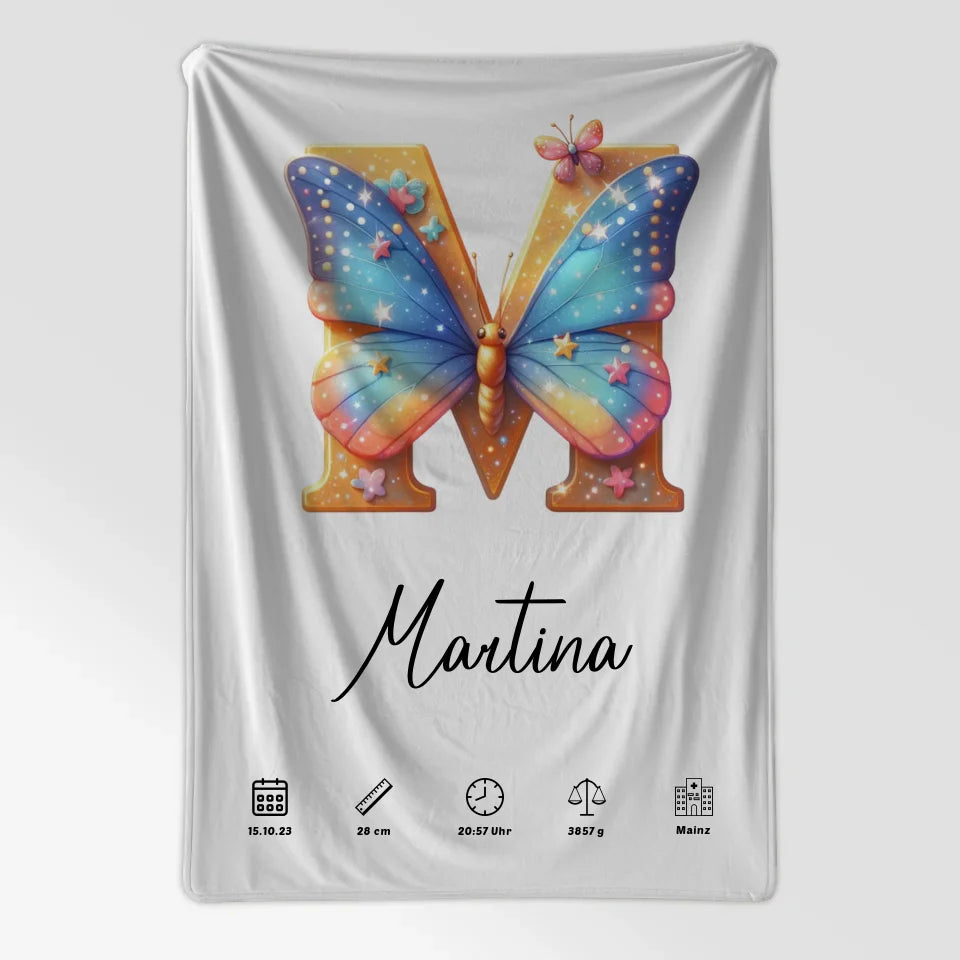 Personalisierte Decke Buchstaben M für Geburt A-Z Geschenke 7