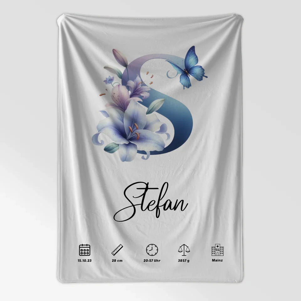 Personalisierte Decke mit Buchstaben S für Geburt A-Z Geschenke 7