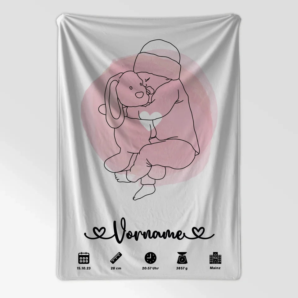 Personalisierte Decke Geburt Herzkreis Baby Lineart mit Name Kinderzimmer 7
