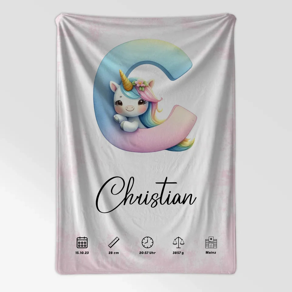 Personalisierte Buchstaben Decke mit Buchstabe C Rose Vintage Geburt 7