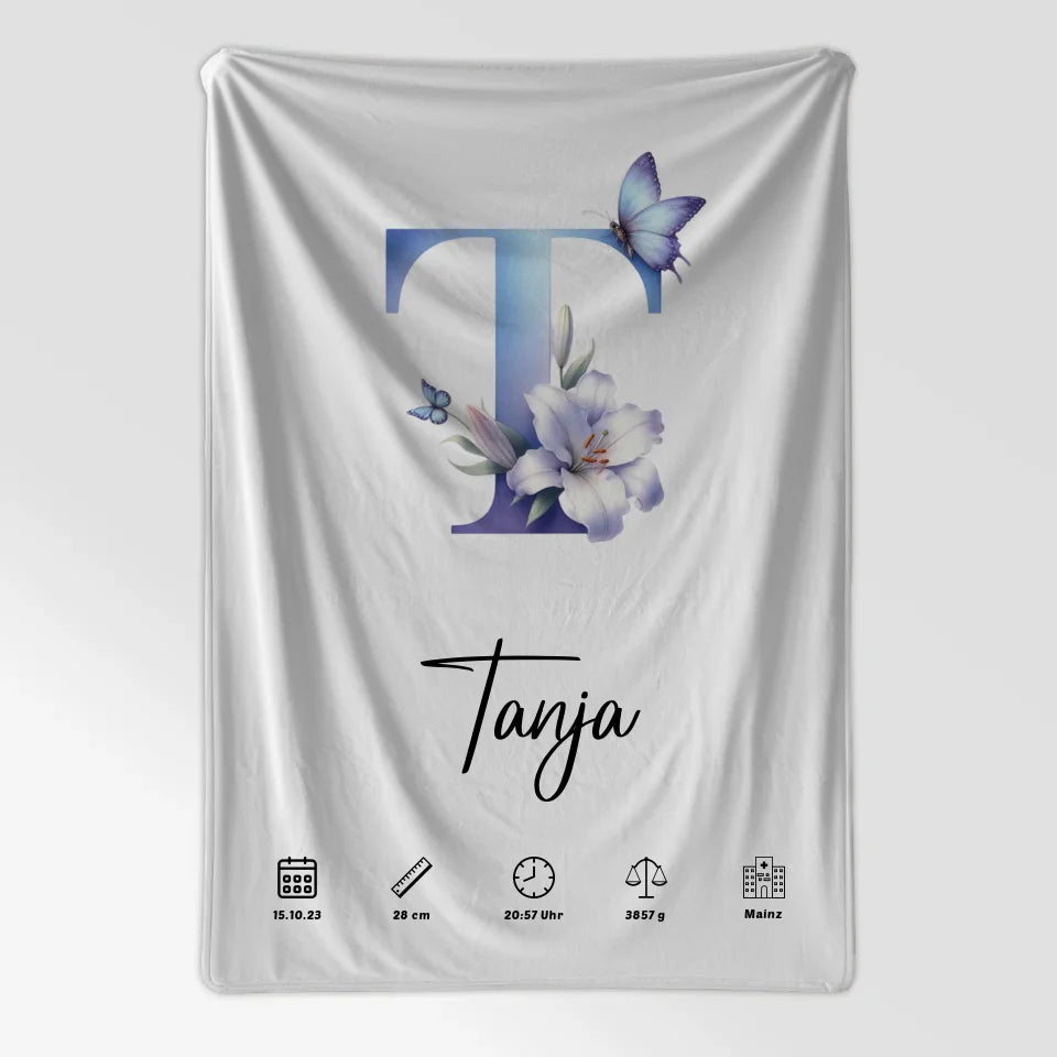 Personalisierte Buchstaben Decke mit Buchstabe T für Geburt A bis Z 7