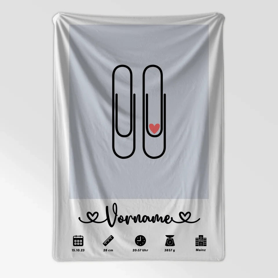 Personalisierte Decke Geburt Capriblau für Kinderzimmer Klammern 7