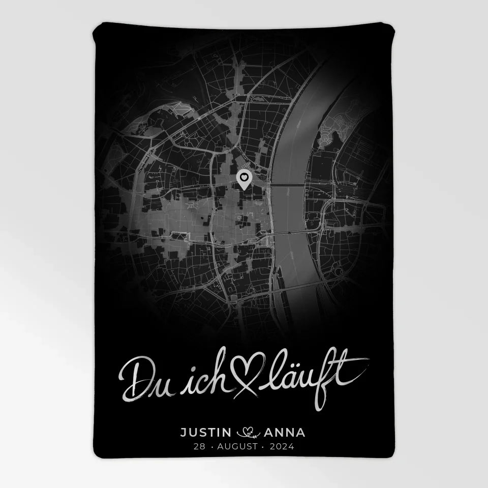 Personalisierte Decke Paare Stadtkarte Rund Du Ich Läuft 7