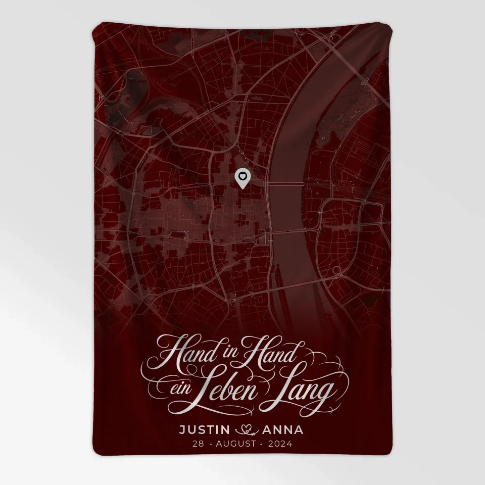 Personalisiert Liebes Decke Rot mit Stadtkarte für Paare And Then You Smiled 7