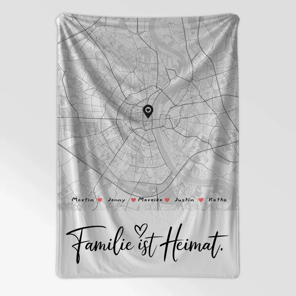 Personalisiertes Familien Deckeset Stadtkarte Heimat mit Nachname 7