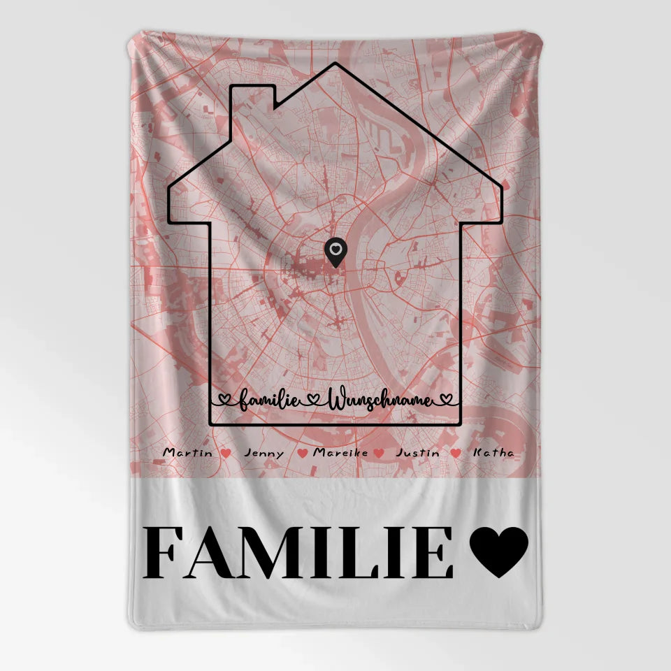 Personalisiertes Decke Familie Stadtkarte mit Nachname Geschenk 7