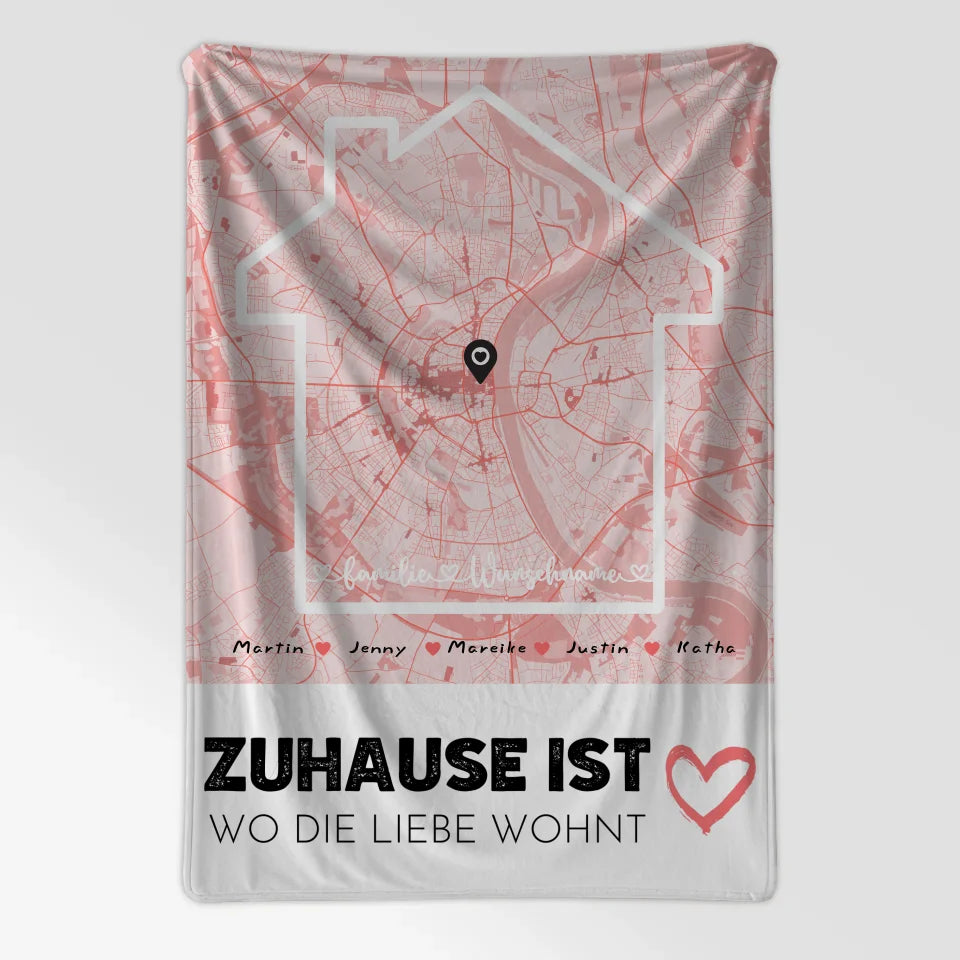 Personalisierte Decke Familie Stadtkarte Zuhause Ist mit Nachname 7