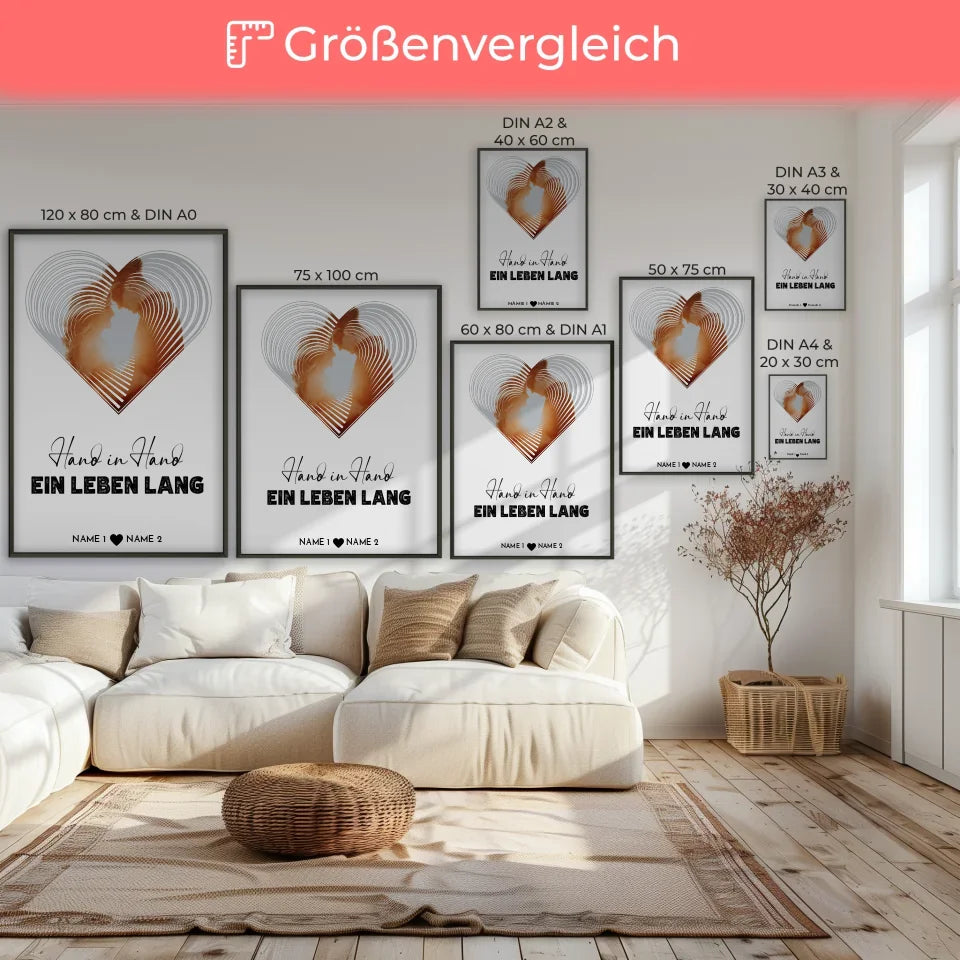 Personalisiertes Poster Liebe Fotoposter Herz Hand in Hand 8