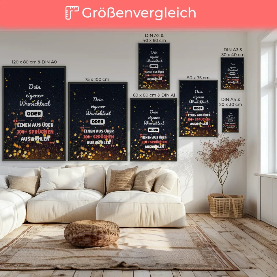 Personalisiertes Poster goldene Sterne mit Wunschtext & Hintergründen 8