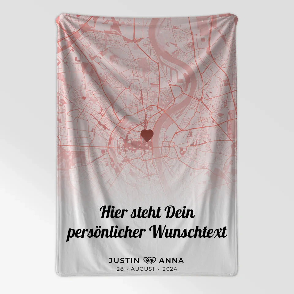 Personalisiert Decke Stadtkarten Decke Paare Herz Altrosa Home Is Wherever I Am With You 7