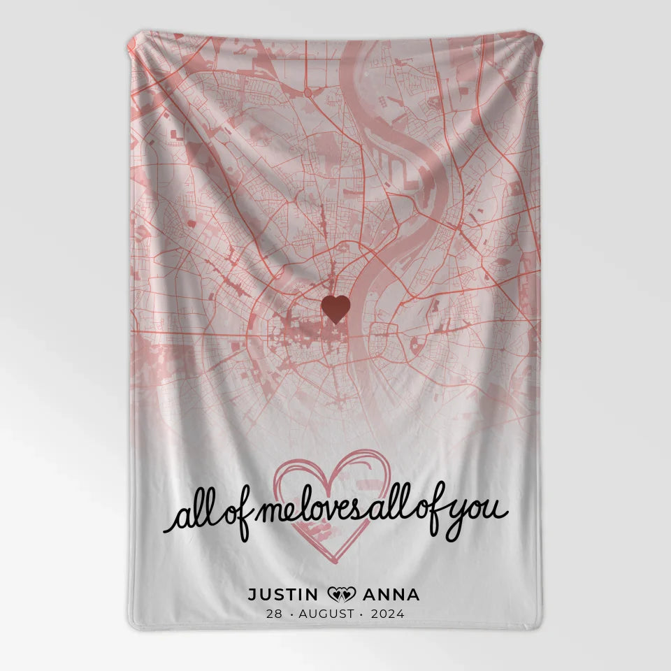 Personalisiert Roserot Stadtkarten Decke Paare All Of Me Loves You 7
