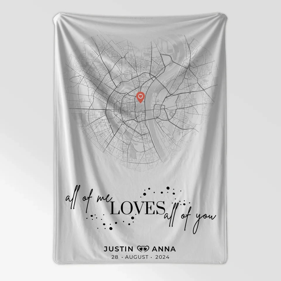 Personalisierte Stadtkarten Decke Paare Herz All Of Me 7