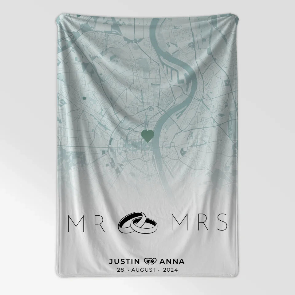 Personalisierte Stadtkarten Decke für Paare Mr & Mrs Mintgrün Wo Alles Begann 7