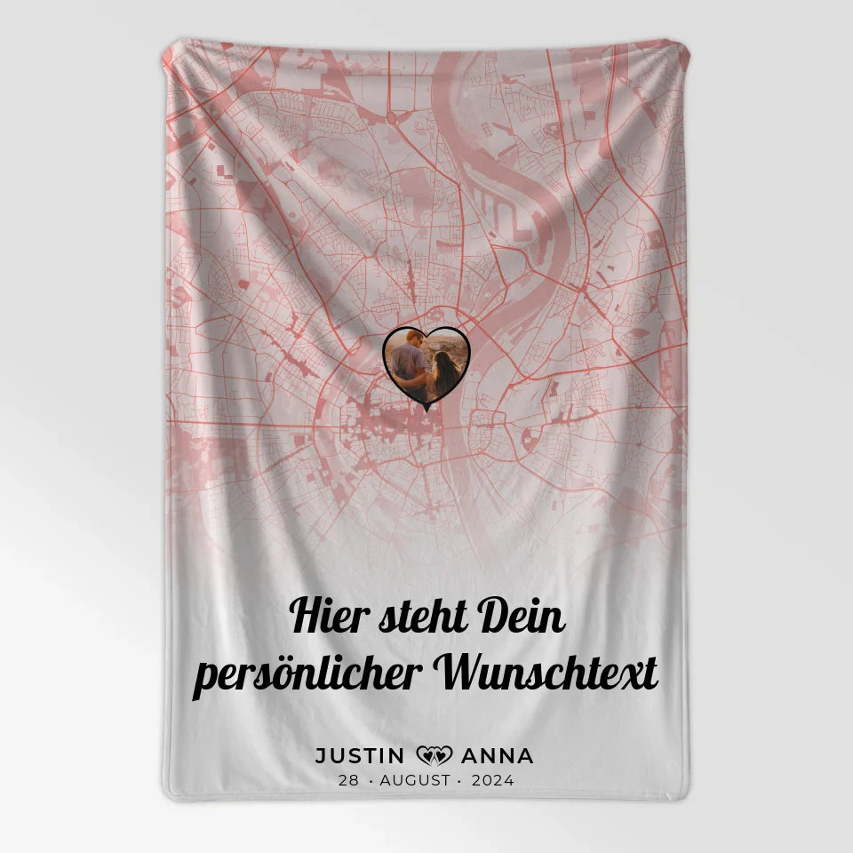 Personalisierte Stadtkarten Decke für Paare mit Wunschtext 7